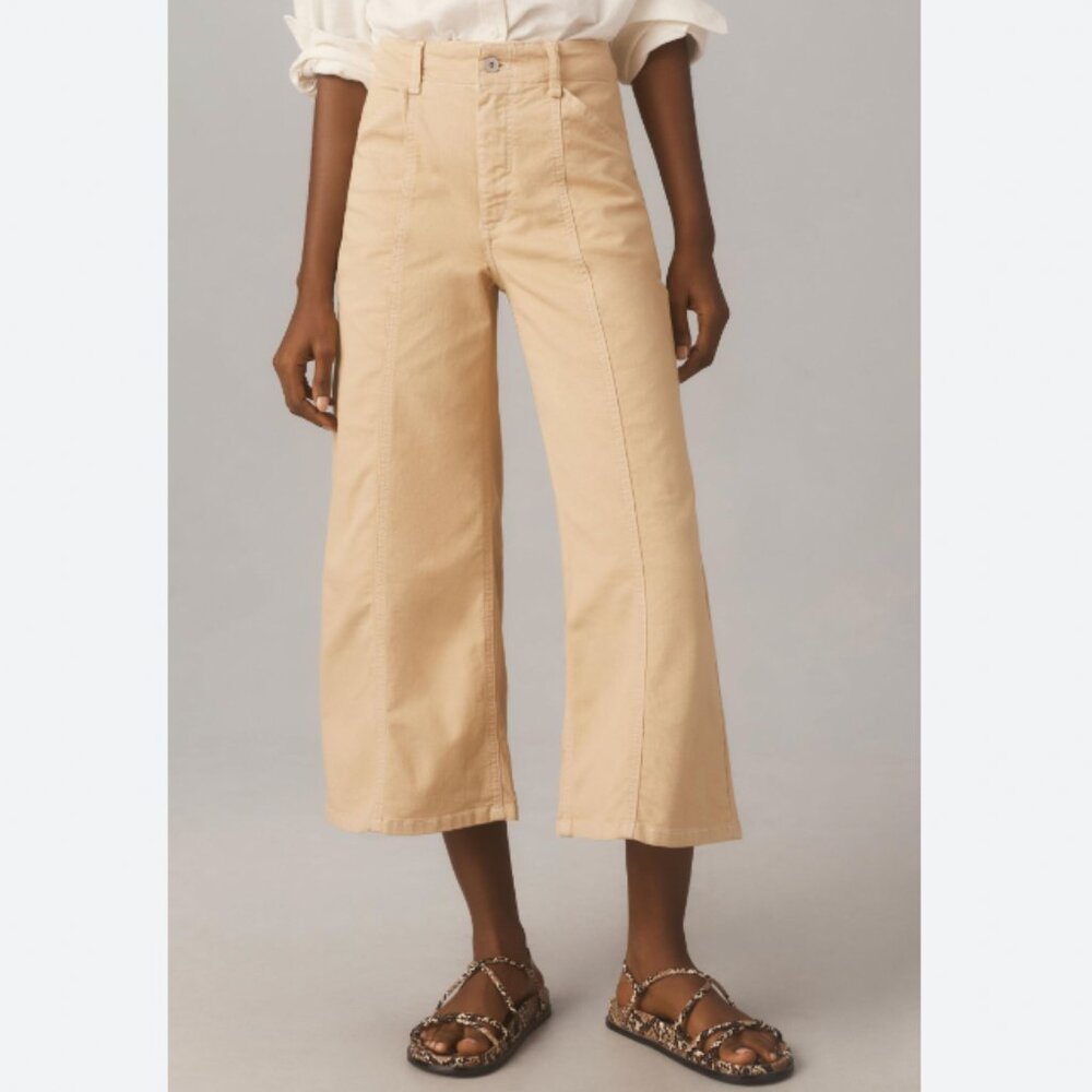 Anthropologie Maeve The Delaney Crop Clean-Seamed High-Rise Wide-Leg Jeans